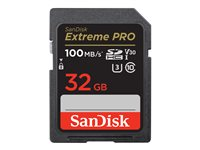 SanDisk Extreme Pro - Carte mémoire flash - 32 Go - Video Class V30 / UHS-I U3 / Class10 - SDHC UHS-I SDSDXXO-032G-GN4IN