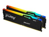 Kingston FURY Beast RGB - DDR5 - kit - 16 Go: 2 x 8 Go - DIMM 288 broches - 6000 MHz / PC5-48000 - CL40 - 1.1 V - mémoire sans tampon - on-die ECC KF560C40BBAK2-16