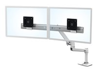 Ergotron LX - Kit de montage (bras articulé, 2 pivots, arc double affichage, base, pince de bureau 2 pièces, poteau 8", extension) - pour 2 écrans LCD - direct double - blanc - Taille d'écran : jusqu'à 25 pouces 45-489-216