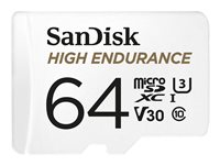 SanDisk High Endurance - Carte mémoire flash (adaptateur microSDXC vers SD inclus(e)) - 64 Go - Video Class V30 / UHS-I U3 / Class10 - microSDXC UHS-I SDSQQNR-064G-GN6IA