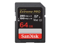 SanDisk Extreme Pro - Carte mémoire flash - 64 Go - Video Class V60 / UHS-II U3 / Class10 - SDXC UHS-II SDSDXEP-064G-GN4IN