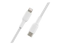 Belkin BOOST CHARGE - Câble Lightning - 24 pin USB-C mâle pour Lightning mâle - 1 m - blanc - Alimentation USB (18 W) CAA004BT1MWH