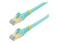 StarTech.com 7.5m CAT6A Ethernet Cable, 10 Gigabit Shielded Snagless RJ45 100W PoE Patch Cord, CAT 6A 10GbE STP Network Cable w/Strain Relief, Aqua, Fluke Tested/UL Certified Wiring/TIA - Category 6A - 26AWG (6ASPAT750CMAQ) - Cordon de raccordement - RJ-45 (M) pour RJ-45 (M) - 7.5 m - STP - CAT 6a - moulé, sans crochet - turquoise 6ASPAT750CMAQ