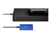 Samsung T7 MU-PC1T0H - SSD - chiffré - 1 To - externe (portable) - USB 3.2 Gen 2 (USB-C connecteur) - AES 256 bits - bleu indigo MU-PC1T0H/WW