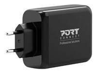 PORT Connect - Adaptateur secteur - technologie GaN - 120 Watt - 5 A - PD, QC 3.0 - 4 connecteurs de sortie (USB type A, 3 x USB-C) - Europe 900107-EU