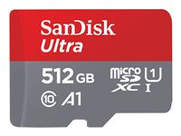 SanDisk Ultra - Carte mémoire flash (adaptateur microSDXC vers SD inclus(e)) - 512 Go - A1 / UHS Class 1 / Class10 - microSDXC UHS-I SDSQUAC-512G-GN6MA