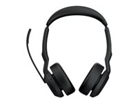Jabra Evolve2 55 MS Stereo - Micro-casque - sur-oreille - Bluetooth - sans fil - Suppresseur de bruit actif - USB-C - noir - avec support de chargement - Optimisé pour Microsoft Teams 25599-999-889