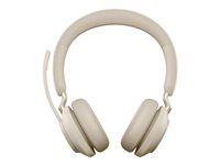 Jabra Evolve2 65 MS Stereo - Micro-casque - sur-oreille - Bluetooth - sans fil - USB-A - isolation acoustique - beige - Certifié pour Microsoft Teams 26599-999-998