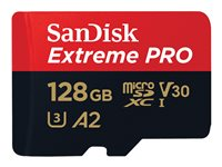 SanDisk Extreme Pro - Carte mémoire flash (adaptateur microSDXC vers SD inclus(e)) - 128 Go - A2 / Video Class V30 / UHS-I U3 / Class10 - microSDXC UHS-I SDSQXCD-128G-GN6MA