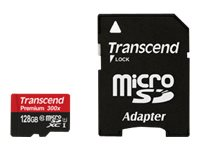 Transcend Premium - Carte mémoire flash ( adaptateur microSDXC vers SD inclus(e) ) - 128 Go - UHS Class 1 / Class10 - 300x - microSDXC TS128GUSDU1