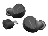 Jabra Evolve2 Buds MS - Écouteurs sans fil avec micro - intra-auriculaire - Bluetooth - Suppresseur de bruit actif - USB-C via un adaptateur Bluetooth - isolation acoustique - noir - Certifié pour Microsoft Teams 20797-999-899