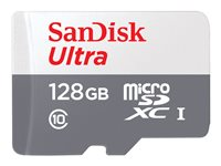 SanDisk Ultra - Carte mémoire flash (adaptateur microSDXC vers SD inclus(e)) - 128 Go - UHS-I / Class10 - microSDXC UHS-I SDSQUNR-128G-GN6TA