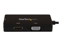 StarTech.com 4K USB C to HDMI, VGA & DVI Multi Port Video Display Adapter for Mac / Windows Laptop & Monitor (CDPVGDVHDBP) - Adaptateur vidéo - 24 pin USB-C mâle pour HD-15 (VGA), DVI-I, HDMI femelle - 15 cm - noir - convertisseur actif, prise en charge de 4K30Hz (3 840 x 2 160) (HDMI), support 1 920 x 1 200 (WUXGA) 60 Hz (DVI et VGA) CDPVGDVHDBP
