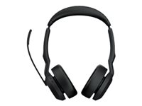 Jabra Evolve2 55 UC Stereo - Micro-casque - sur-oreille - Bluetooth - sans fil - Suppresseur de bruit actif - USB-C - noir - avec support de chargement - certifié Zoom, Cisco Webex Certified, Optimisé pour Microsoft Teams, Certifié Alcatel-Lucent, Certifié Avaya, Certifié Unify, Certifié MFi, Certifié Amazon Chime 25599-989-889