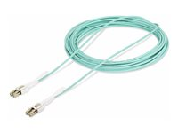StarTech.com 10m (30ft) LC to LC (UPC) OM4 Multimode Fiber Optic Cable w/Push Pull Tabs, 50/125µm, 100G Networks, Bend Insensitive, Low Insertion Loss - LSZH Fiber Patch Cord (450FBLCLC10PP) - Cordon de raccordement - LC/UPC multimode (M) pour LC/UPC multimode (M) - 10 m - 2.9 mm - fibre optique - duplex - 50 / 125 microns - OM3/OM4 - sans halogène, moulé, débit de transfert de données jusqu'à 100 Gbps - turquoise 450FBLCLC10PP