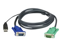 HPE ATEN 2L-5202U - Câble clavier / vidéo / souris (KVM) - USB, HD-15 (VGA) (M) pour SPHD 15 broches (M) - 1.8 m - vis moletées - pour ATEN CS1304 G2 0x1x4, CS1308 G2 0x1x8, CS1316 G2 0x1x16 Q5T68A