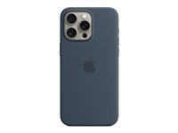 Apple - Coque de protection pour téléphone portable - compatibilité avec MagSafe - silicone - bleu tempête - pour iPhone 15 Pro Max MT1P3ZM/A