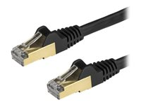 StarTech.com 7.5m CAT6A Ethernet Cable, 10 Gigabit Shielded Snagless RJ45 100W PoE Patch Cord, CAT 6A 10GbE STP Network Cable w/Strain Relief, Black, Fluke Tested/UL Certified Wiring/TIA - Category 6A - 26AWG (6ASPAT750CMBK) - Cordon de raccordement - RJ-45 (M) pour RJ-45 (M) - 7.5 m - STP - CAT 6a - moulé, sans crochet - noir 6ASPAT750CMBK
