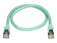 StarTech.com 50cm CAT6A Ethernet Cable, 10 Gigabit Shielded Snagless RJ45 100W PoE Patch Cord, CAT 6A 10GbE STP Network Cable w/Strain Relief, Aqua, Fluke Tested/UL Certified Wiring/TIA - Category 6A - 26AWG (6ASPAT50CMAQ) - Cordon de raccordement - RJ-45 6ASPAT50CMAQ