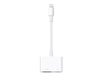 Apple Lightning Digital AV Adapter - Adaptateur pour iPad/iPhone/audio iPod/vidéo/charge/données - HDMI / Lightning - Lightning (M) pour HDMI, Lightning (F) - pour iPad Air; iPad Air 2; iPad mini; iPad mini 2; 3; 4; iPad Pro; iPad with Retina display (4th generation); iPhone 5, 5c, 5s, 6, 6 Plus, 6s, 6s Plus; iPod touch (5G, 6G) MD826ZM/A