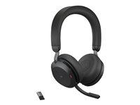 Jabra Evolve2 75 - Micro-casque - sur-oreille - Bluetooth - sans fil - Suppresseur de bruit actif - USB-A - isolation acoustique - noir - Certifié pour Microsoft Teams 27599-999-999