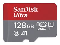 SanDisk Ultra - Carte mémoire flash (adaptateur microSDXC vers SD inclus(e)) - 128 Go - A1 / UHS-I U1 / Class10 - microSDXC UHS-I SDSQUAB-128G-GN6FA