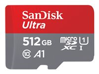 SanDisk Ultra - Carte mémoire flash (adaptateur microSDXC vers SD inclus(e)) - 512 Go - A1 / UHS Class 1 / Class10 - microSDXC UHS-I SDSQUAC-512G-GN6FA