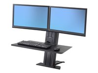 Ergotron WorkFit-SR Dual Sit-Stand Short Surface Workstation Standing Desk - Kit de montage - pour 2 écrans LCD / clavier / souris - aluminium - noir - Taille d'écran : jusqu'à 24 pouces - montrable sur bureau 33-419-085