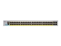 Cisco Catalyst 2960L-48PQ-LL - Commutateur - Géré - 48 x 10/100/1000 (PoE+) + 4 x SFP+ 10 Go (liaison montante) - de bureau, Montable sur rack - PoE+ (370 W) WS-C2960L-48PQ-LL