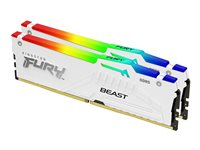 Kingston FURY Beast RGB - DDR5 - kit - 32 Go: 2 x 16 Go - DIMM 288 broches - 6000 MHz / PC5-48000 - CL30 - 1.4 V - mémoire sans tampon - on-die ECC - blanc KF560C30BWEAK2-32