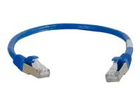 C2G Cat6a Booted Shielded (STP) Network Patch Cable - Cordon de raccordement - RJ-45 (M) pour RJ-45 (M) - 3 m - STP - CAT 6a - moulé, sans crochet, bloqué - bleu 89911