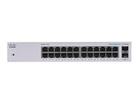 Cisco Business 110 Series 110-24T - Commutateur - non géré - 24 x 10/100/1000 + 2 x SFP Gigabit combiné - de bureau, Montable sur rack, fixation murale CBS110-24T-EU