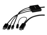 StarTech.com Câble adaptateur USB-C, HDMI ou Mini DisplayPort vers HDMI de 2 m - Convertisseur 3-en-1 USB Type-C HDMI Mini DP vers HDMI - Câble adaptateur - HDMI, Mini DisplayPort, 24 pin USB-C mâle pour HDMI, Micro-USB de type B (alimentation uniquement) - 2 m - noir - support 4K, alimentation USB, passif CMDPHD2HD