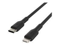 Belkin BOOST CHARGE - Câble Lightning - 24 pin USB-C mâle pour Lightning mâle - 2 m - noir - Alimentation USB (18 W) CAA003BT2MBK