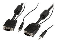 StarTech.com Câble vidéo coaxial pour écran VGA haute résolution 10 m avec audio HD15 M/M - Câble VGA - HD-15 (VGA), mini-phone stereo 3.5 mm (M) pour HD-15 (VGA), mini-phone stereo 3.5 mm (M) - 10 m - vis moletées - noir MXTHQMM10MA
