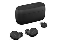 Jabra Evolve2 Buds UC - Écouteurs sans fil avec micro - intra-auriculaire - Bluetooth - Suppresseur de bruit actif - USB-C via un adaptateur Bluetooth - isolation acoustique - noir - certifié Zoom, Optimisé pour Google Meet 20797-989-899
