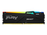 Kingston FURY Beast RGB - DDR5 - kit - 32 Go: 2 x 16 Go - DIMM 288 broches - 5200 MHz / PC5-41600 - CL40 - 1.25 V - mémoire sans tampon - on-die ECC KF552C40BBAK2-32