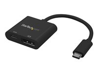 StarTech.com USB C to DisplayPort Adapter with Power Delivery, 4K 60Hz HBR2, USB Type-C to DP 1.2 Monitor/Display Video Converter w/ 60W PD Pass-Through Charging, Thunderbolt 3 Compatible - USB-C Male to DP Female (CDP2DPUCP) - Adaptateur DisplayPort - 24 pin USB-C (M) pour DisplayPort, USB-C (alimentation uniquement) (F) - Displayport 1.2/Thunderbolt 3 - USB Power Delivery (60W), support 4K60Hz (4096 x 2160) - noir CDP2DPUCP
