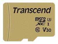 Transcend 500S - Carte mémoire flash (adaptateur microSDXC vers SD inclus(e)) - 64 Go - Video Class V30 / UHS-I U3 / Class10 - micro SDXC TS64GUSD500S