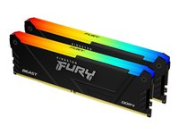 Kingston FURY Beast RGB - DDR4 - kit - 32 Go: 2 x 16 Go - DIMM 288 broches - 3600 MHz / PC4-28800 - CL18 - 1.35 V - mémoire sans tampon - non ECC - noir KF436C18BB2AK2/32