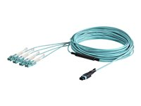 StarTech.com MTP to LC Breakout Cable - 30 ft / 10m - OM3 Multimode - 40Gb - Pull Tab - Plenum - MPO / MTP Connector - Fiber Optic Cable (MPO8LCPL10M) - Câble éclaté - MTP/MPO multimode (F) pousser/tirer pour LC multi-mode (M) pousser/tirer - 10 m - fibre optique - 50 / 125 microns - OM3 - plenum - turquoise MPO8LCPL10M