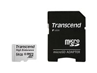 Transcend High Endurance - Carte mémoire flash (adaptateur SD inclus(e)) - 64 Go - UHS-I U1 / Class10 - micro SDXC TS64GUSDXC10V