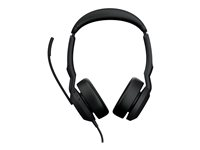 Jabra Evolve2 50 UC Stereo - Micro-casque - sur-oreille - Bluetooth - sans fil, filaire - Suppresseur de bruit actif - USB-C - noir - certifié Zoom, Certifié pour Microsoft Teams, Cisco Webex Certified, Certifié Alcatel-Lucent, Certifié Avaya, Certifié Unify, Certifié Amazon Chime 25089-989-899
