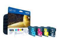 Brother LC1100 Value Pack - Pack de 4 - noir, jaune, cyan, magenta - original - cartouche d'encre - pour Brother DCP-185, DCP-385, DCP-6690, MFC-490, MFC-5490, MFC-5890, MFC-6490, MFC-990 LC1100VALBPDR