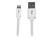 StarTech.com Câble Apple® Lightning vers USB pour iPhone, iPod, iPad 2 m Blanc - Câble iPhone 5 - Chargeur Synchronisation Lightning - 2m - Câble Lightning - Lightning mâle pour USB mâle - 2 m - double blindage - blanc - pour P/N: KITBXAVHDPEU, KITBXAVHDPNA, KITBXAVHDPUK, KITBXDOCKPEU, KITBXDOCKPUK, KITBZDOCK USBLT2MW