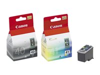 Canon PG-40 / CL-41 Multi Pack - Pack de 2 - noir, couleur (cyan, magenta, jaune) - original - réservoir d'encre - pour PIXMA iP1800, iP1900, iP2500, iP2600, MP140, MP190, MP210, MP220, MP470, MX300, MX310 0615B043