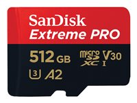 SanDisk Extreme Pro - Carte mémoire flash (adaptateur microSDXC vers SD inclus(e)) - 512 Go - A2 / Video Class V30 / UHS-I U3 / Class10 - microSDXC UHS-I SDSQXCD-512G-GN6MA