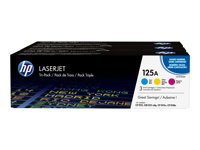 HP 125A - Pack de 3 - jaune, cyan, magenta - original - LaserJet - cartouche de toner (CE259AM) - pour Color LaserJet CM1312 MFP, CM1312nfi MFP, CP1215, CP1515n, CP1518ni CF373AM