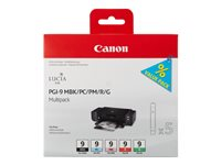 Canon PGI-9 MBK/PC/PM/R/G Multi-Pack - Pack de 5 - rouge, vert, noir mat, photo cyan, photo magenta - original - réservoir d'encre - pour PIXMA Pro9500, Pro9500 Mark II 1033B013