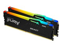 Kingston FURY Beast RGB - DDR5 - kit - 32 Go: 2 x 16 Go - DIMM 288 broches - 6000 MHz / PC5-48000 - CL40 - 1.35 V - mémoire sans tampon - on-die ECC KF560C40BBAK2-32